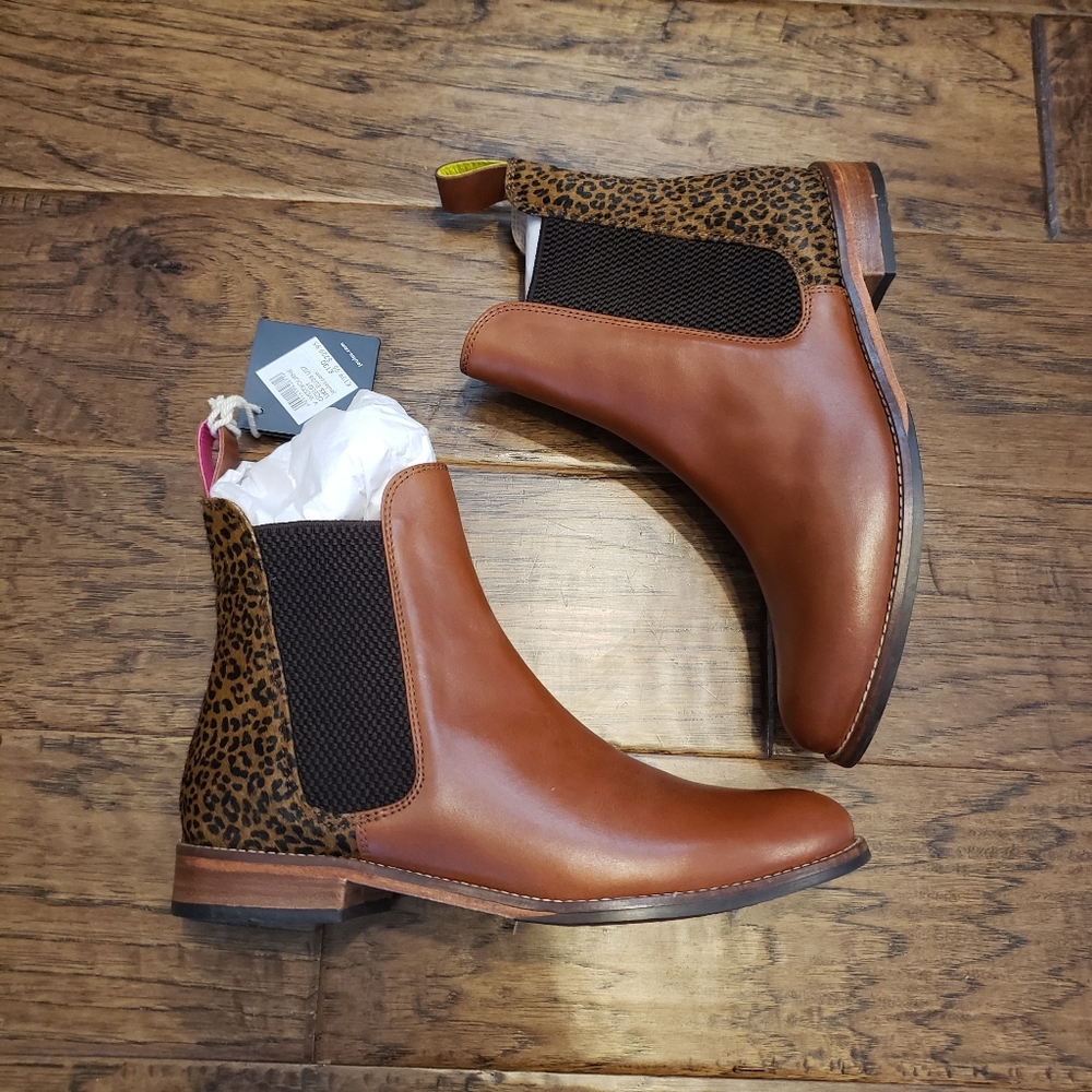 Joules Westbourne Ocelot Leather Chelsea Boots 38
